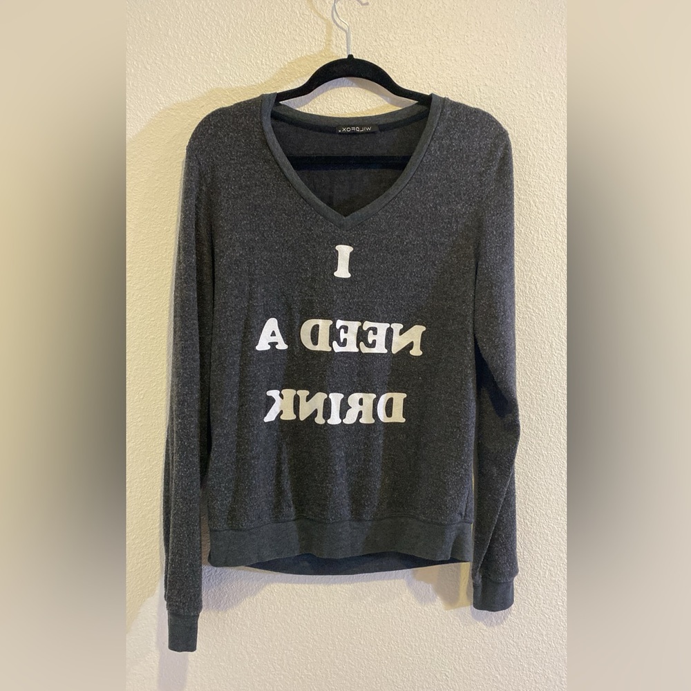 Wildfox “I Need a Drink” pullover sweater